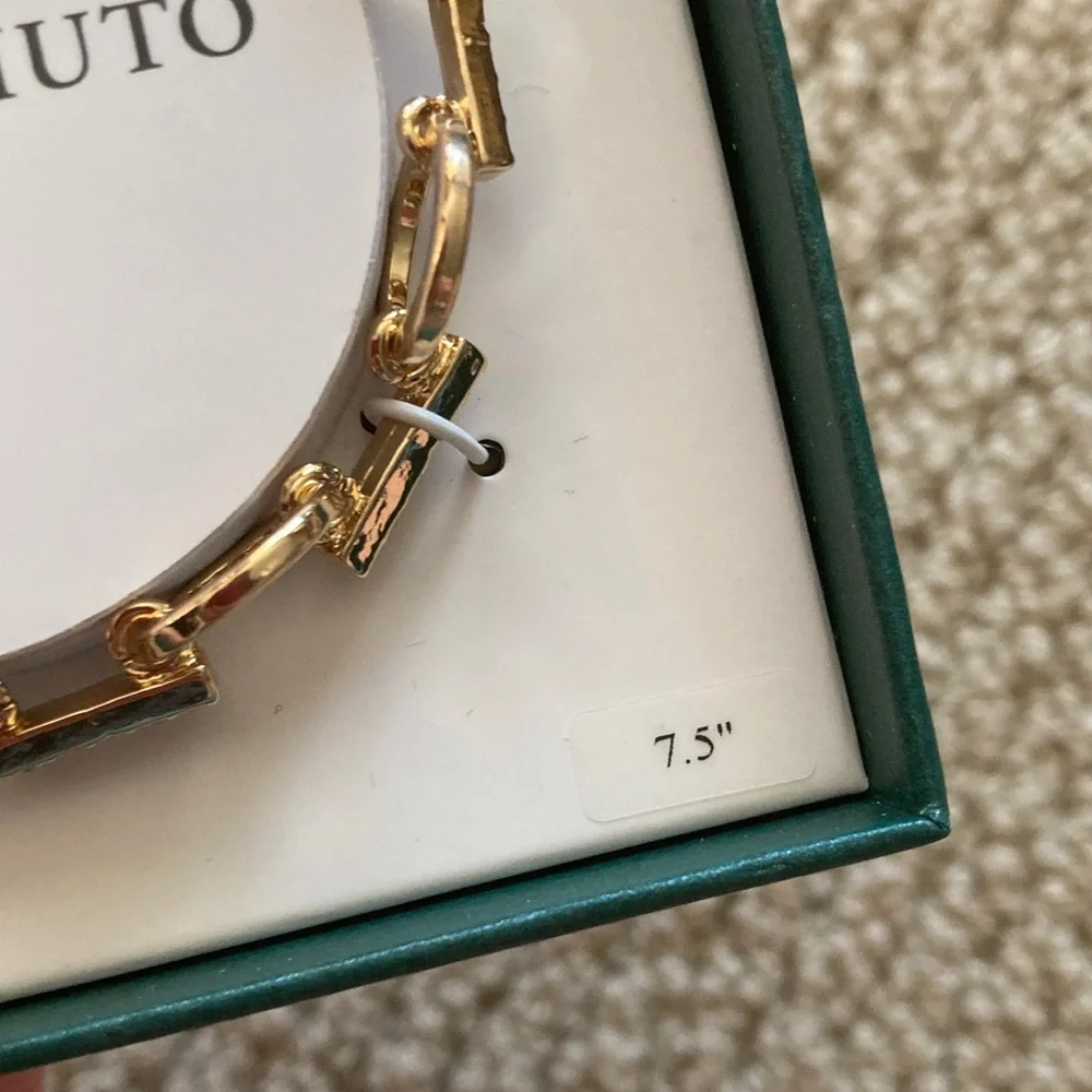 NEW Vince Camuto Chain Link Bracelet Pave 14kt Gold Plated Size 7.5” NIB